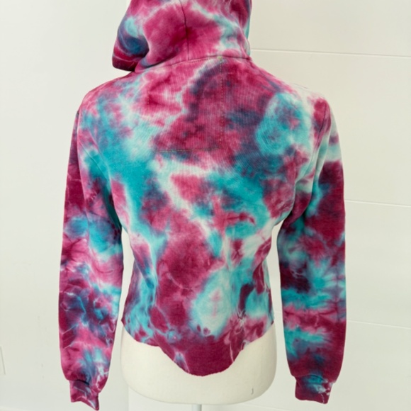 Aviator Nation Tie Dye Pink Blue Hoodie Pullover Sweatshirt Casual Activewear - Picture 4 of 7